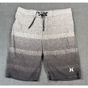 Hurley‎ Board Shorts Men 29 Gray Black Swim Trunks Surf Beach Athletic Quick Dry